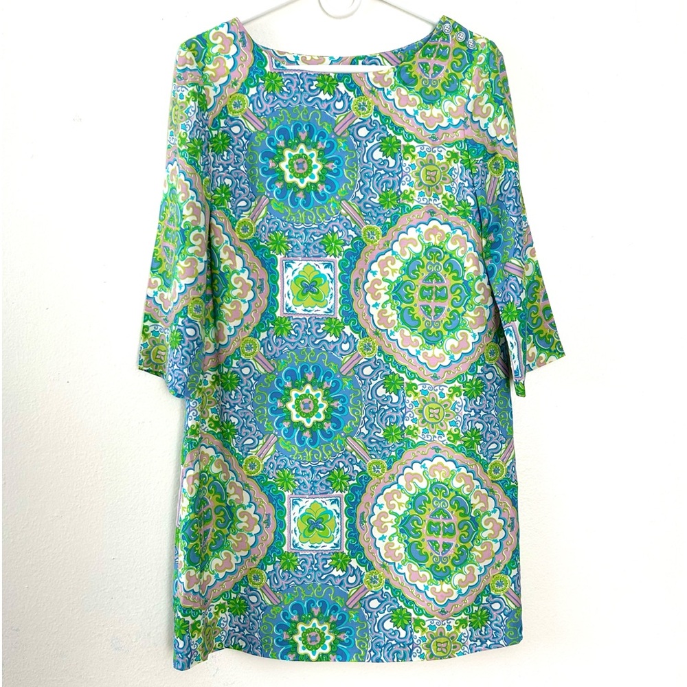 Tommy Hilfiger Womens Dress Shift,Geometric Kaleidoscope Medallions Size Small